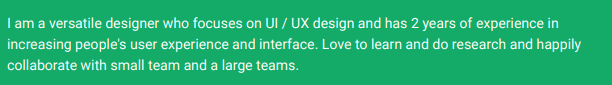 Summary CV UI UX Designer